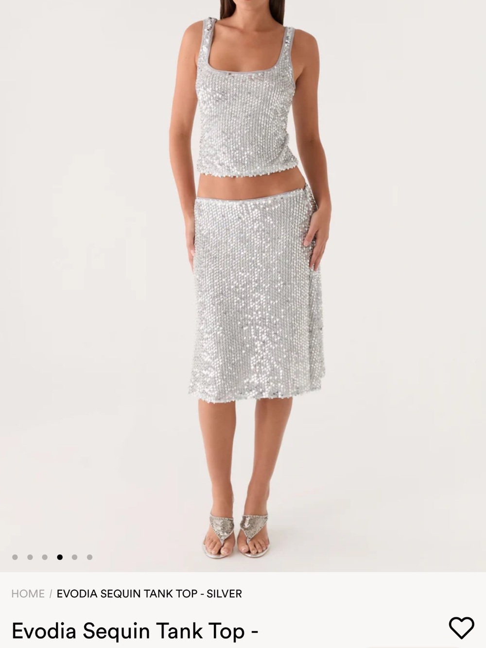 Peppermayo Silver Sequin Midi Skirt & top set